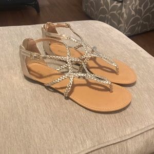 Gold braided sandals size 10